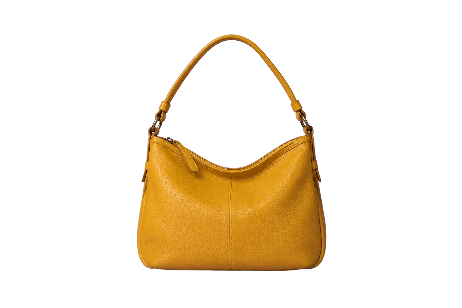 Yellow leather handbag, background removed