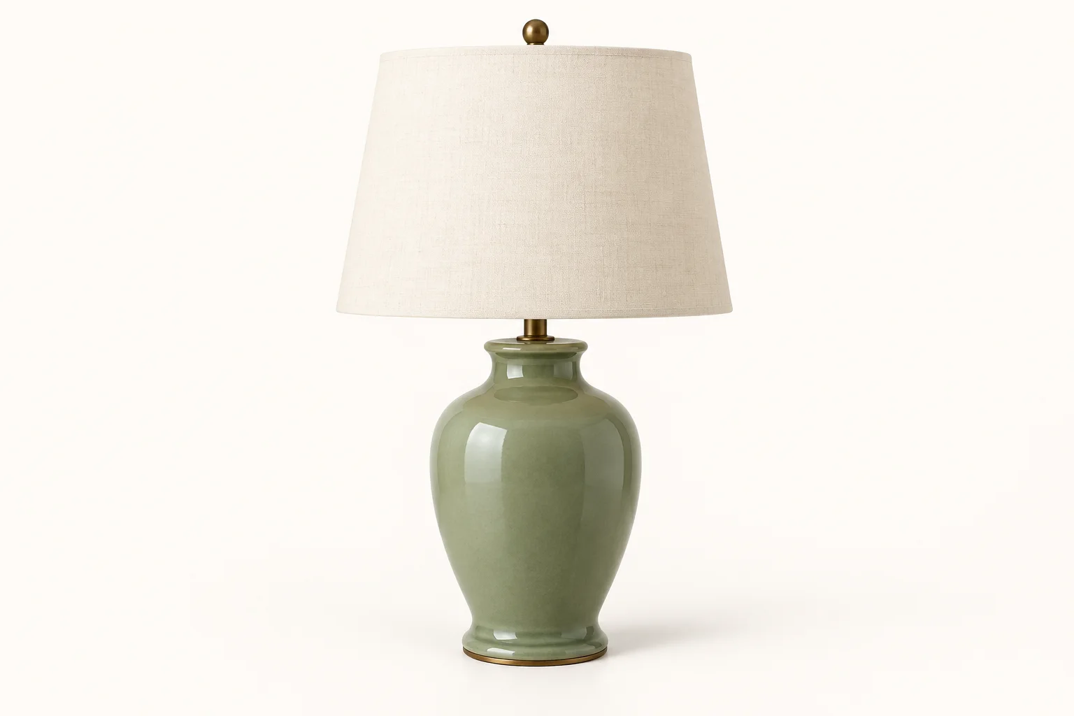 Green table lamp isolated on a light background.